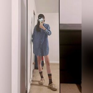 Denim Button-Up Shirt Dress